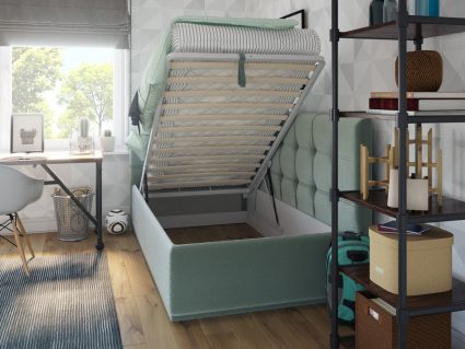 Кровать Nuvola Sabina угловая Velutto 22 (с подъемным механизмом)